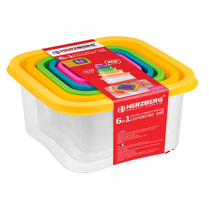 Ensemble de boites de conservations alimentaires 6 pièces Herzberg HGSFS6N1