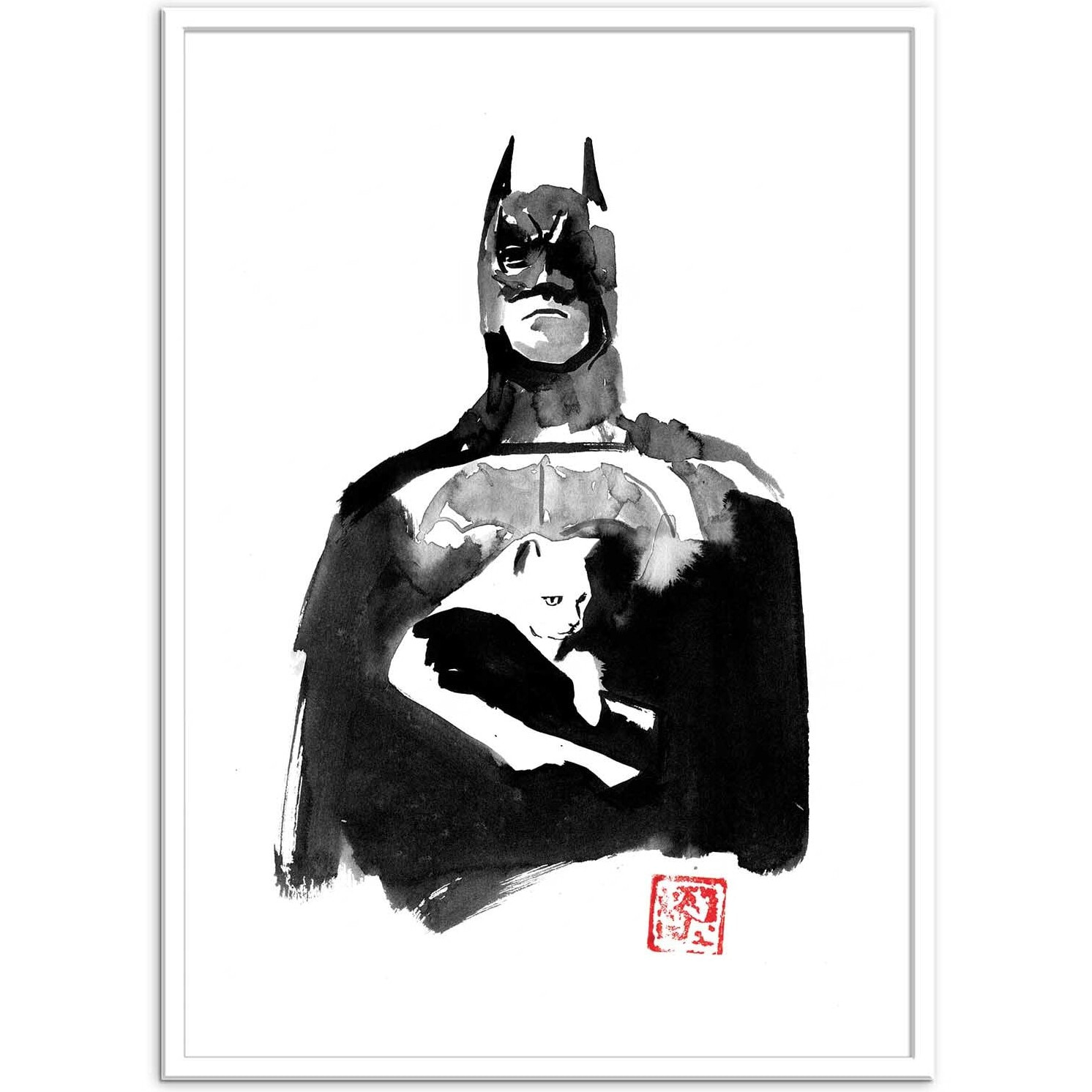 Affiche - Batman and cat - Pechane Sumie