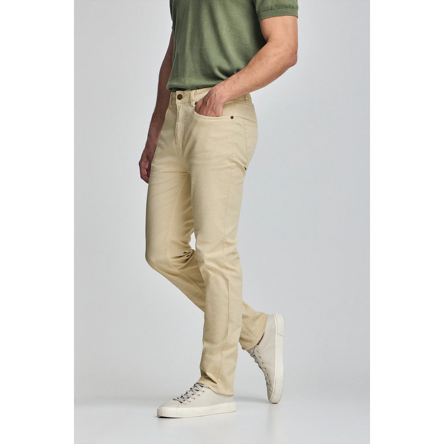 Pantaloni slim Voss beige con cinque tasche