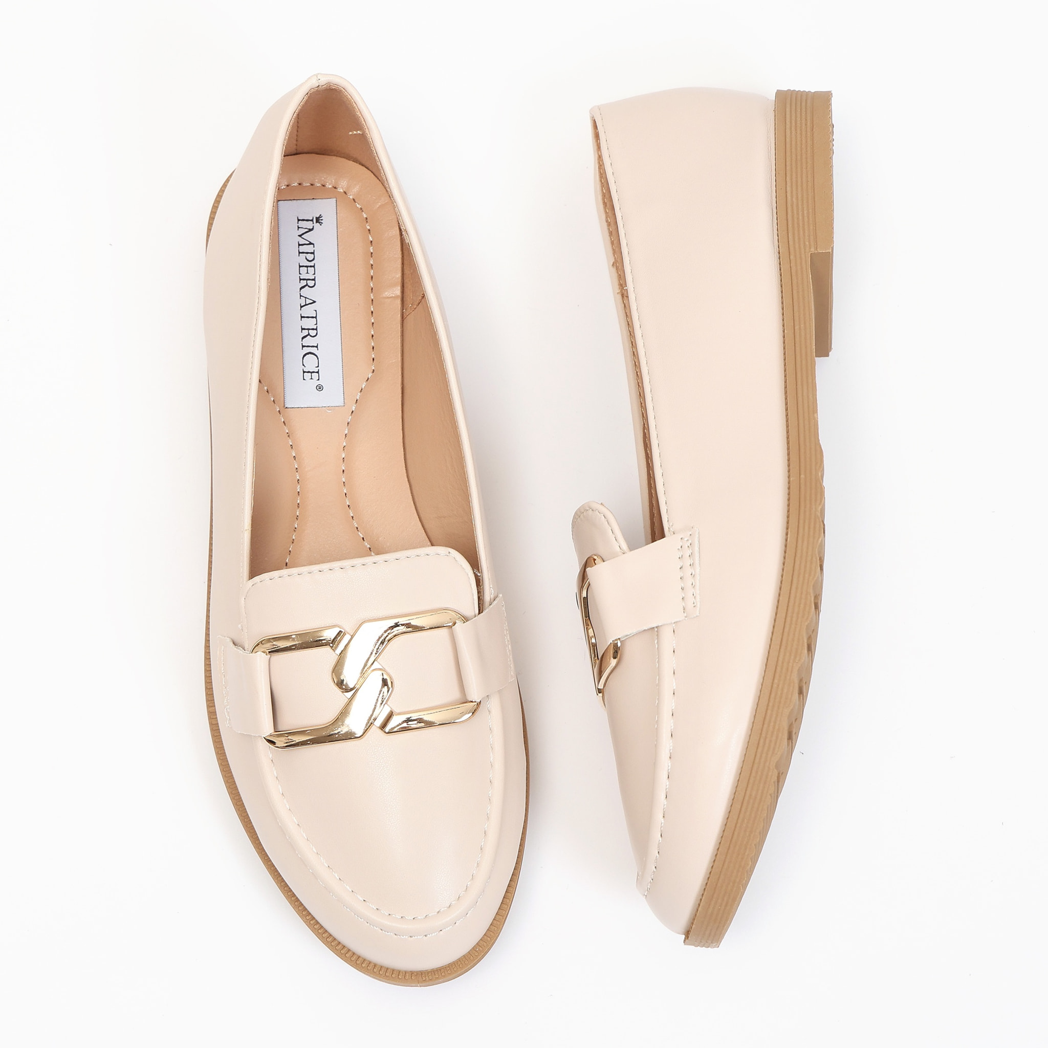 Mocassini in simil pelle con applicazione color oro