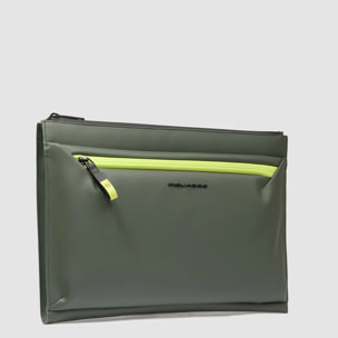 Piquadro Pochette porta iPad® in tessuto gommato resistente all'acqua con tasca per AirPods®