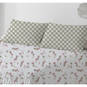 COLCHA SUAVE REVERSIBLE DN FLORES ROJO