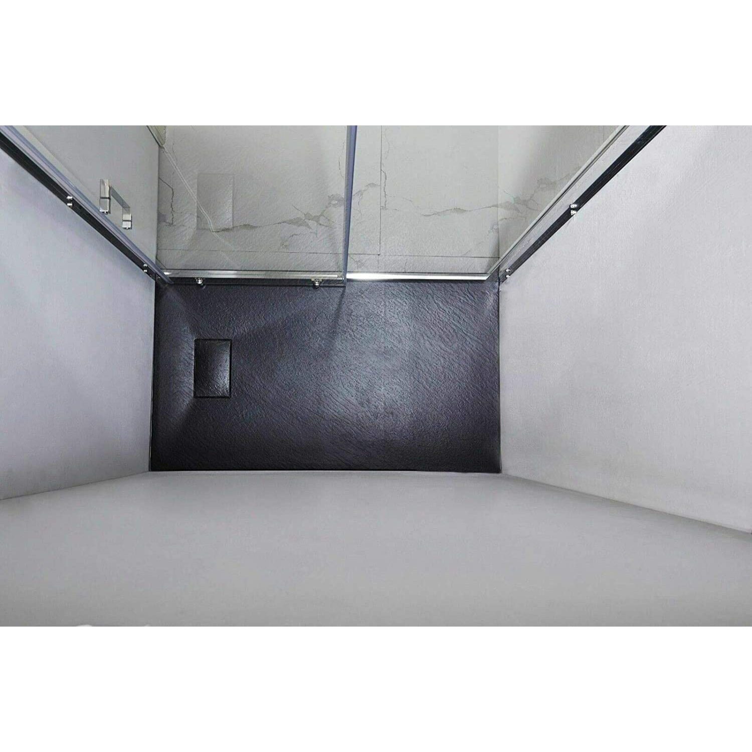 Piatto Doccia Spessore 2.6 Cm In Resina SMC Effetto Pietra Stone Ardesia Antiscivolo Filopavimento Riducibile Con Griglia Copertura 80 x 180 cm Nero