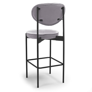 LIER - Coppia di 2 sgabelli alti di design in velluto grigio