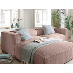 Ela - canapé d'angle gauche 4 places - en velours côtelé - style contemporain - Rose
