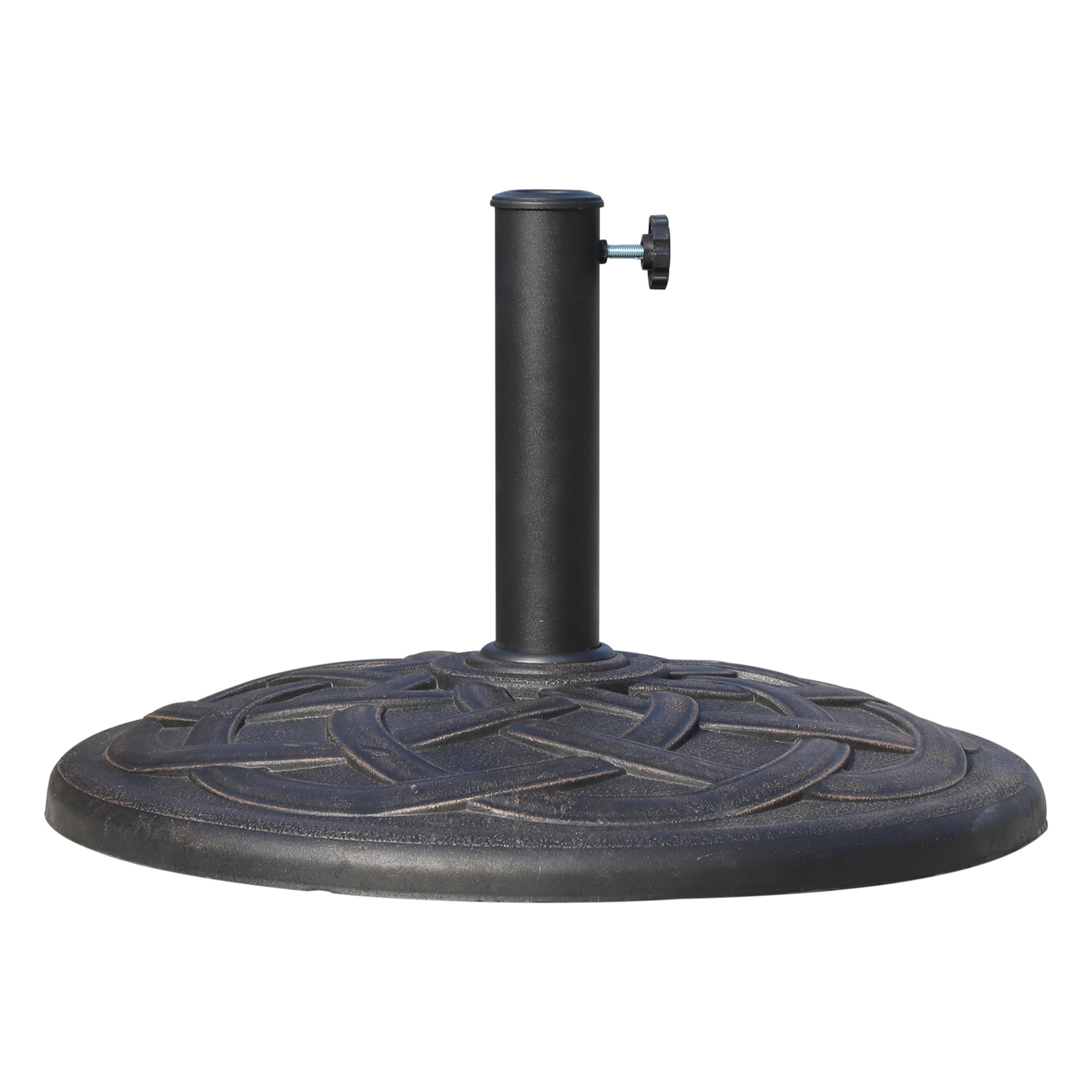 Pied de parasol base de lestage de parasol rond résine imitation fonte motif rosace diamètre 57 cm poids net 19 Kg