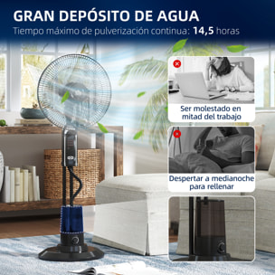 Ventilador Nebulizador Ventilador de Pie con Agua Oscilante 75 W Temporizador Tanque 3,2L Mando a Distancia 3 Velocidades 3 Aspas y Pantalla LED Ø44,5 cm Negro