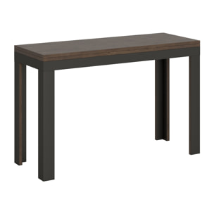 Table Linea Double Noyer 120x45 ouverte/Allongée 120x90/200x90 pieds/cadre Anthracite