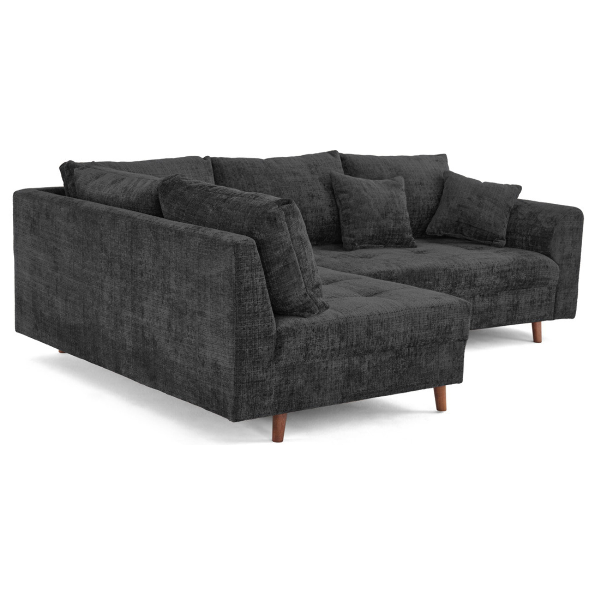 Rune - canapé d'angle gauche 4 places en velours texturé - Gris Anthracite