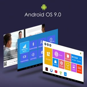 Mini videoproiettore portatile LED P09 II, DLP. Android 9.0, Wi-Fi, pannello touch. Batteria ricaricabile. Clonazione schermo. Netflix, YouTube, ecc.