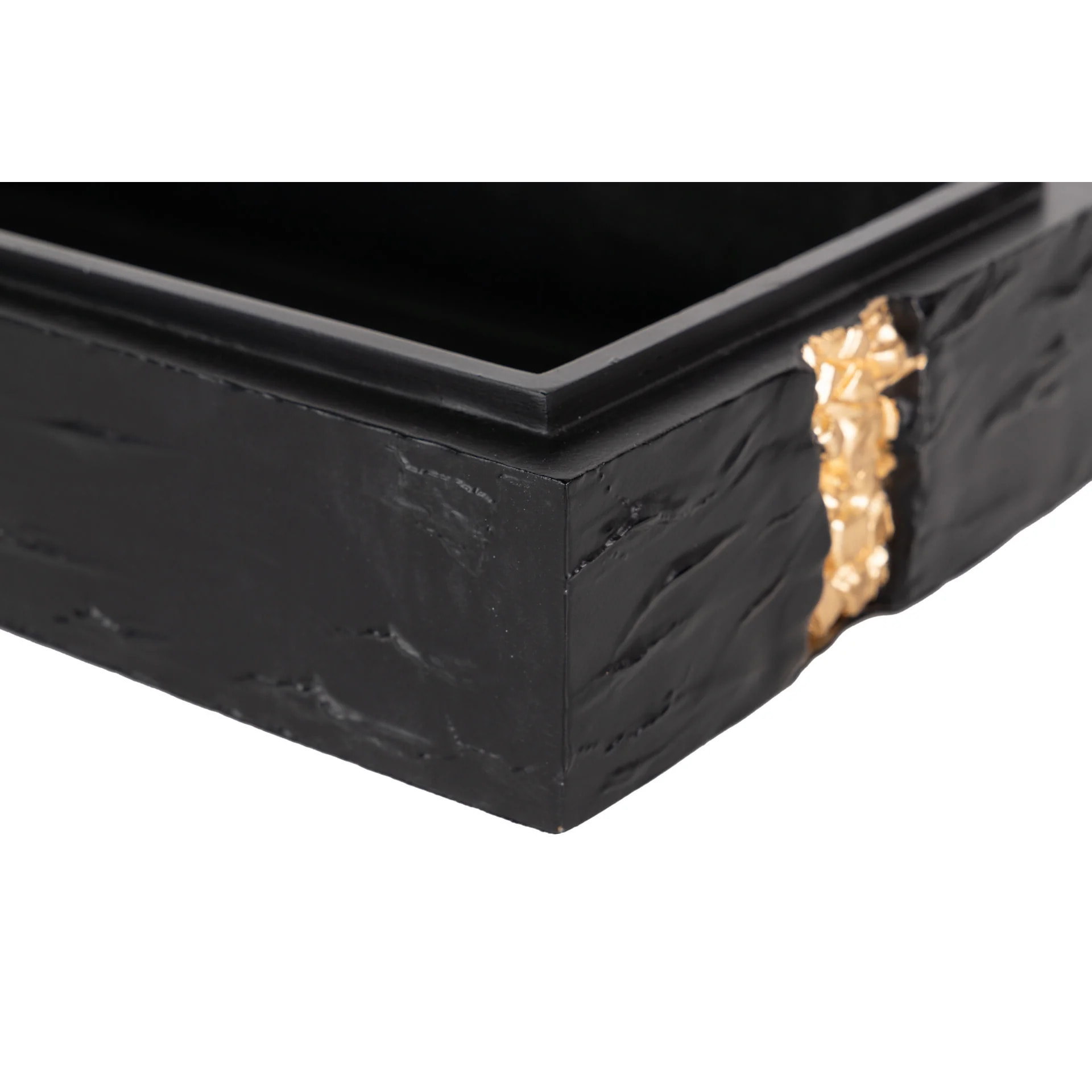 Caja Resina Negra Dorada 31x17x8 Cm