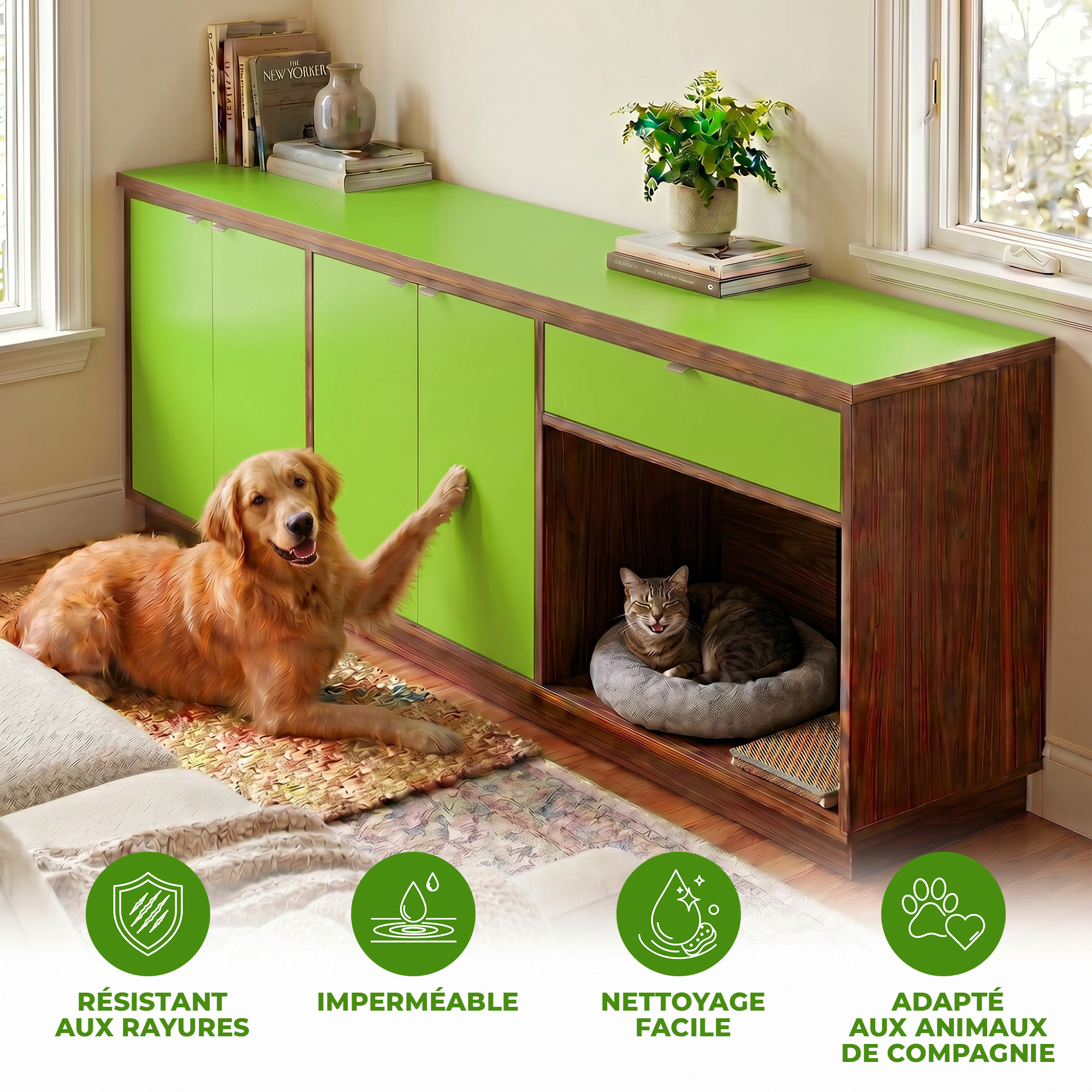 Rouleau adhésif décoratif Vinyle au Mètre - Vert pomme - Sticker Lavable Imperméable Mur Cuisine Meubles