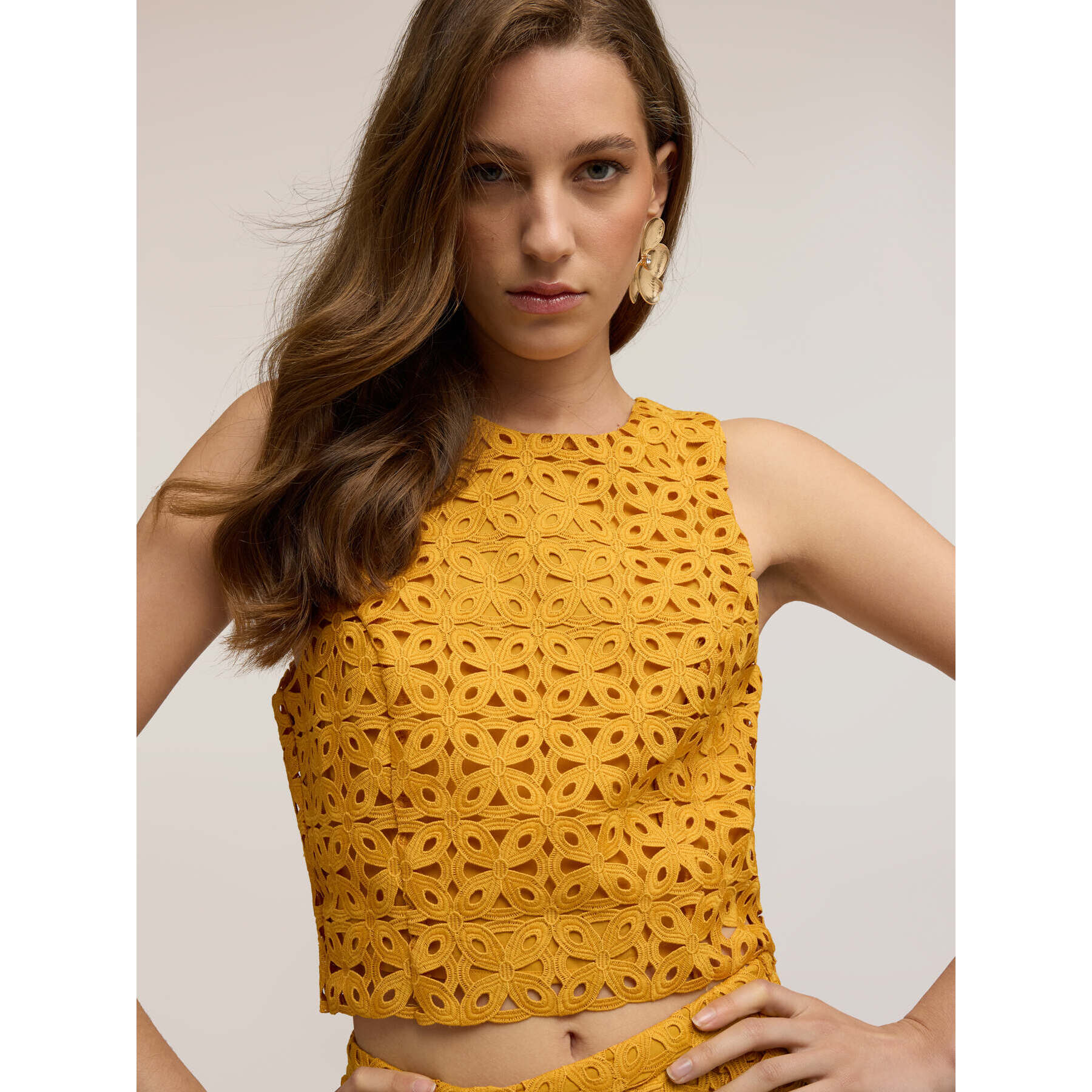 Motivi - Top de encaje de macramé - Amarillo