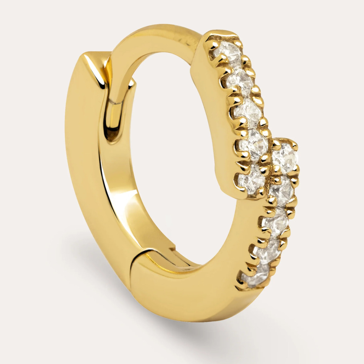 Pendiente Suelto Aro Cleo Cruzado Plata Baño Oro