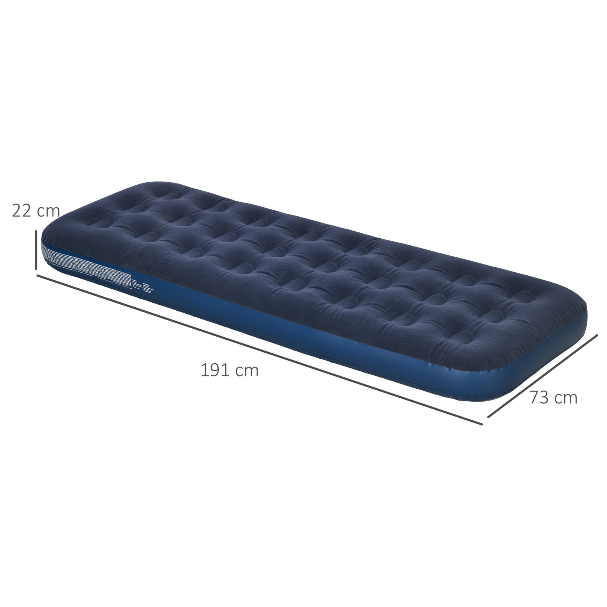 Matelas gonflable 1 personne lit pneumatique simple avec gonfleur manuel surface floquée bleu