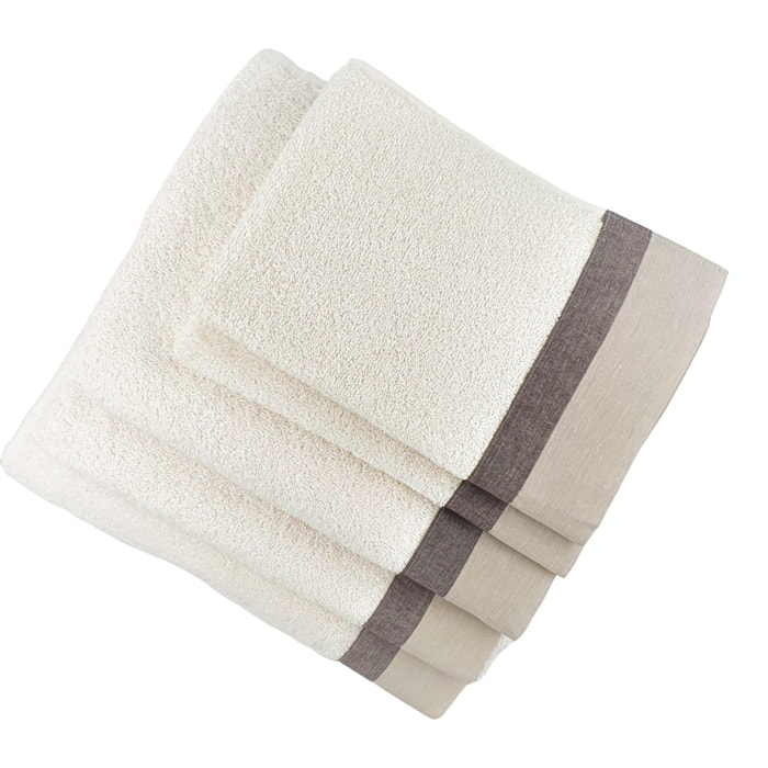 Set Spugna VARAZZE 5 Pezzi: 2 Viso+2 Ospite + 1 Telo Bagno - 450 gr/m² - 100% Puro Cotone