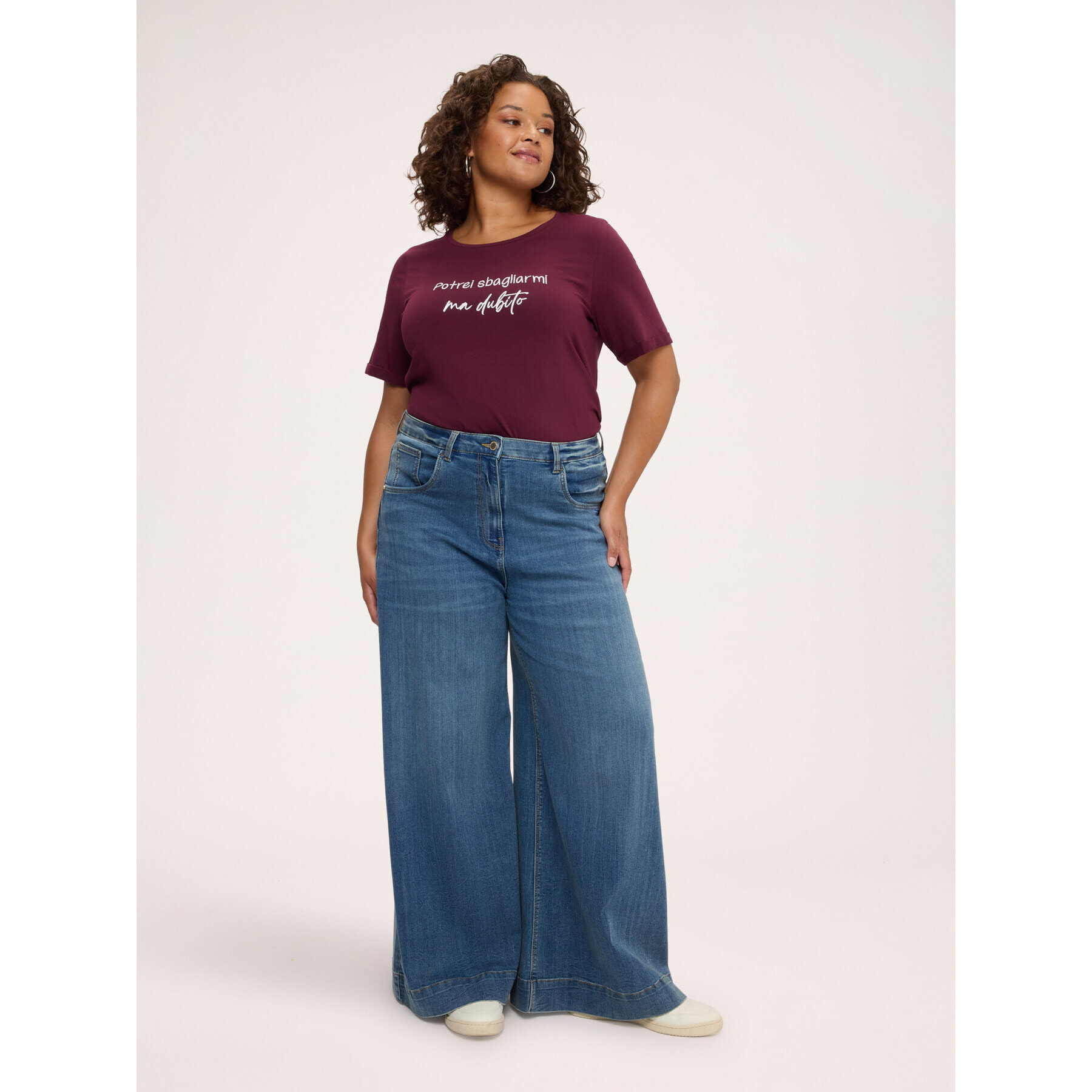 Fiorella Rubino - T-shirt in cotone con scritta ironica - Bordeaux