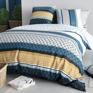 Parure housse de couette imprimé 100% coton - osis