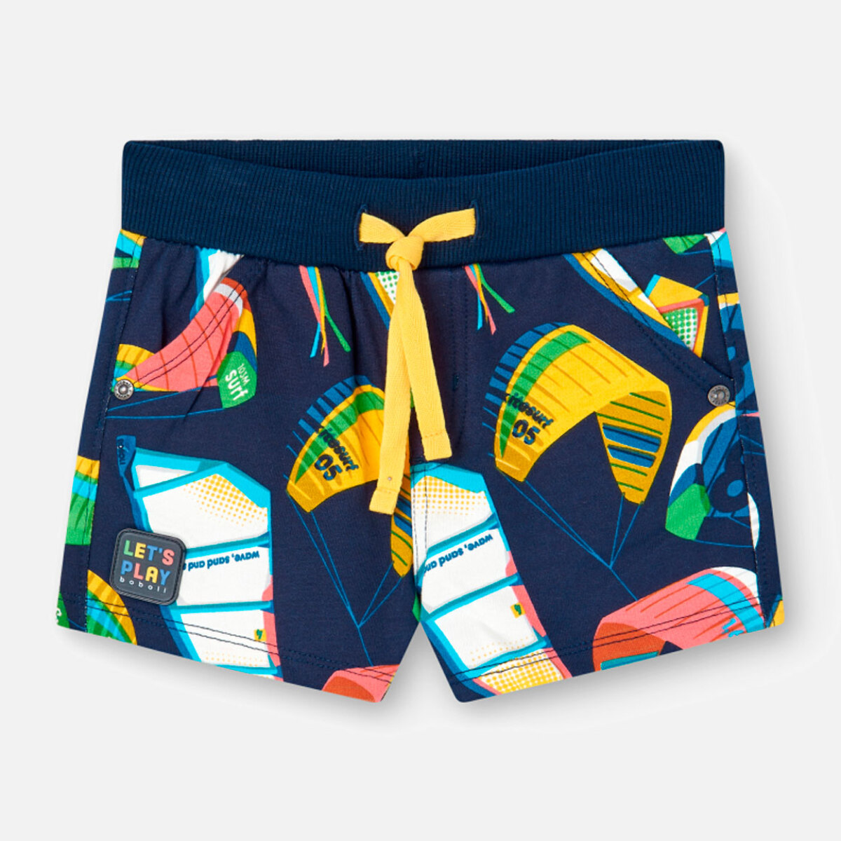 Bermudas estampadas bebÃ© niÃ±o, felpa, azul marino, 308090