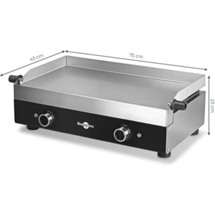 Plancha électrique KRAMPOUZ PFSR2AA-KR Noire Inox 2 brûleurs à poser, 64x33 cm