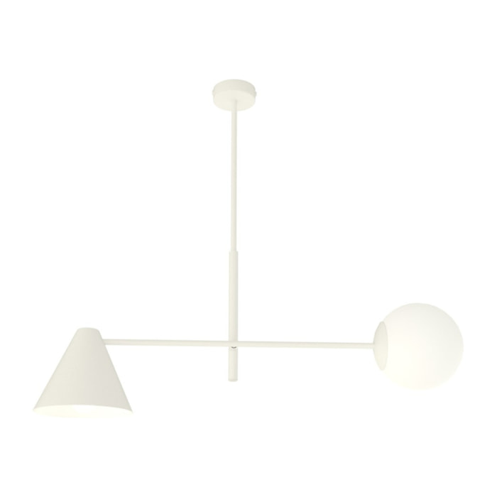 Lampada a sospensione HERMES in acciaio bianco opaco