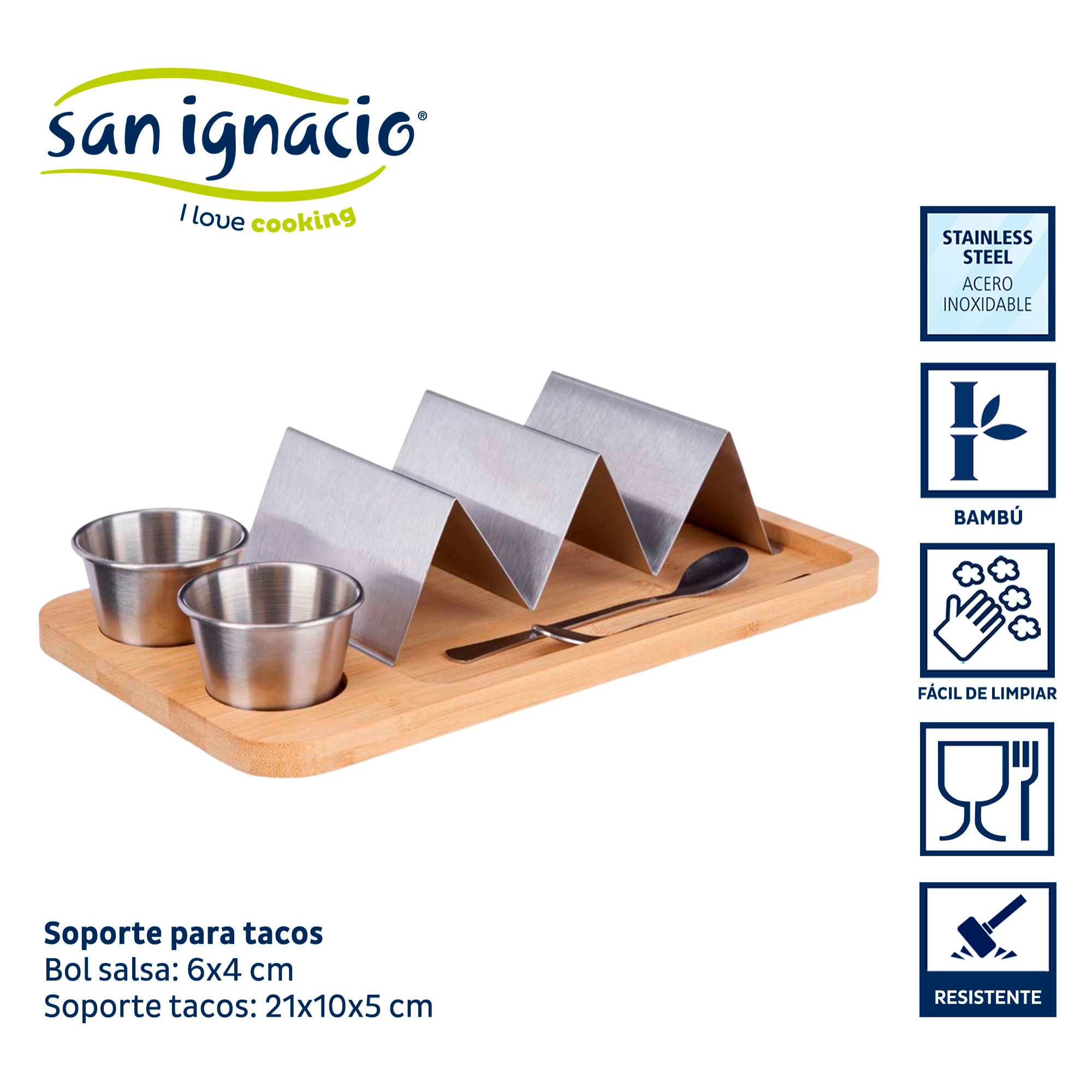 Soporte tacos bol salsa bambu metal colección kinvara