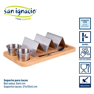 Soporte tacos bol salsa bambu metal colección kinvara