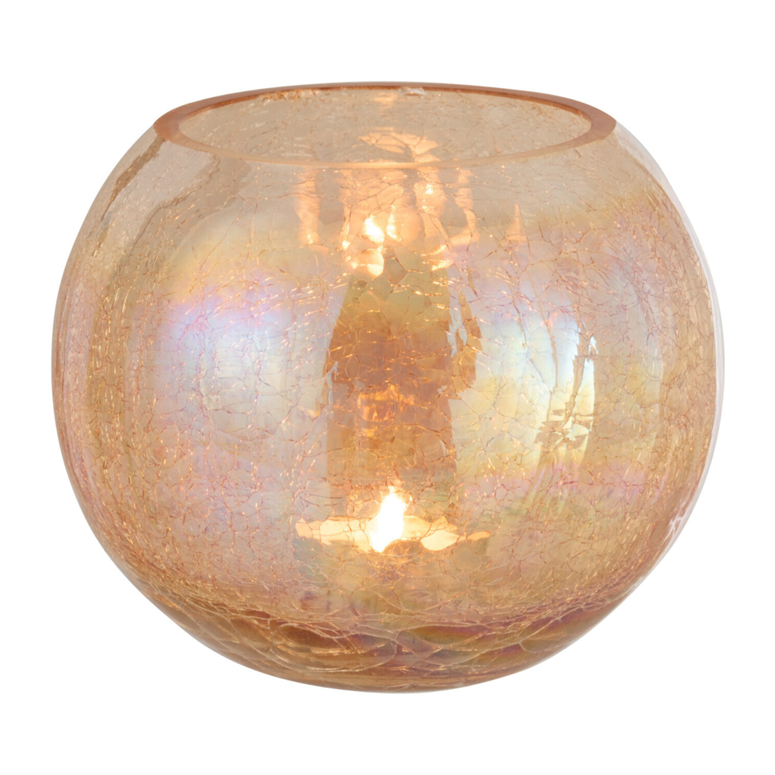 J-Line photophore Boule Craquele - verre - ambre - large