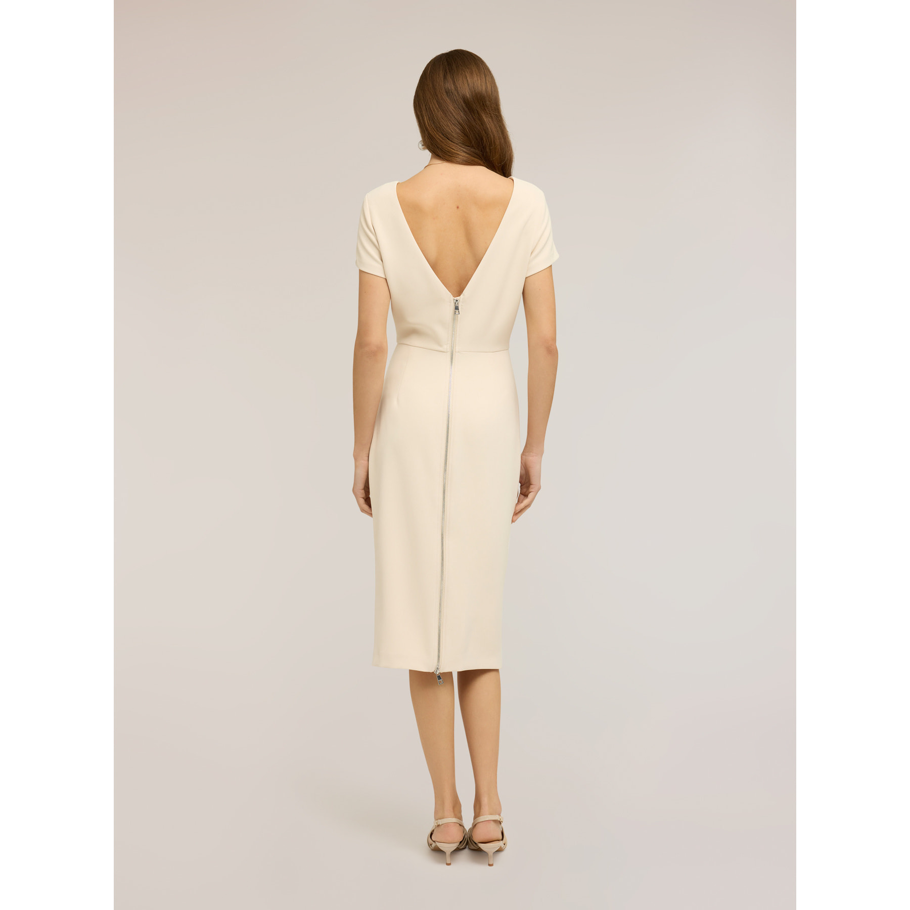 Motivi - Vestito tubino in crêpe con drappeggio - Beige