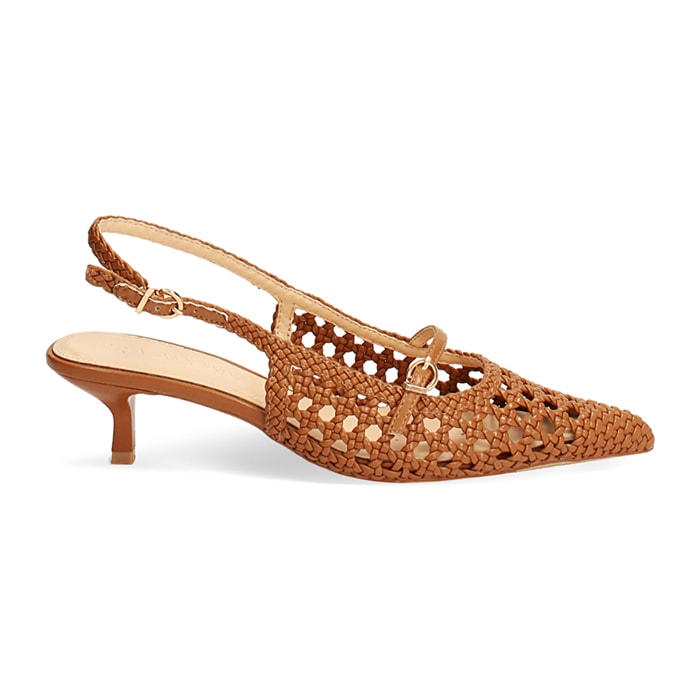 Zapato destalonado cognac tacón 4,5 cm