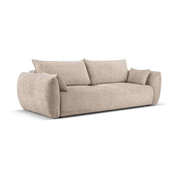 Canapé convertible avec coffre de rangement "Matera" 3 places en chenille beige