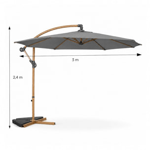 Parasol déporté octogonal  300 cm gris FREY