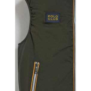 Gilet verde leggero con cappuccio fisso e particolari Polo Club
