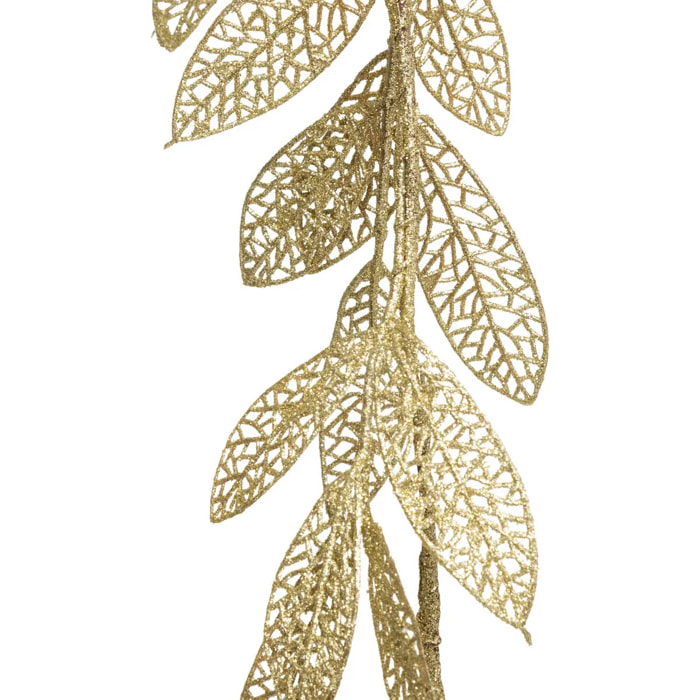 Guirlande feuilles 1,80 m plastique transparent et or