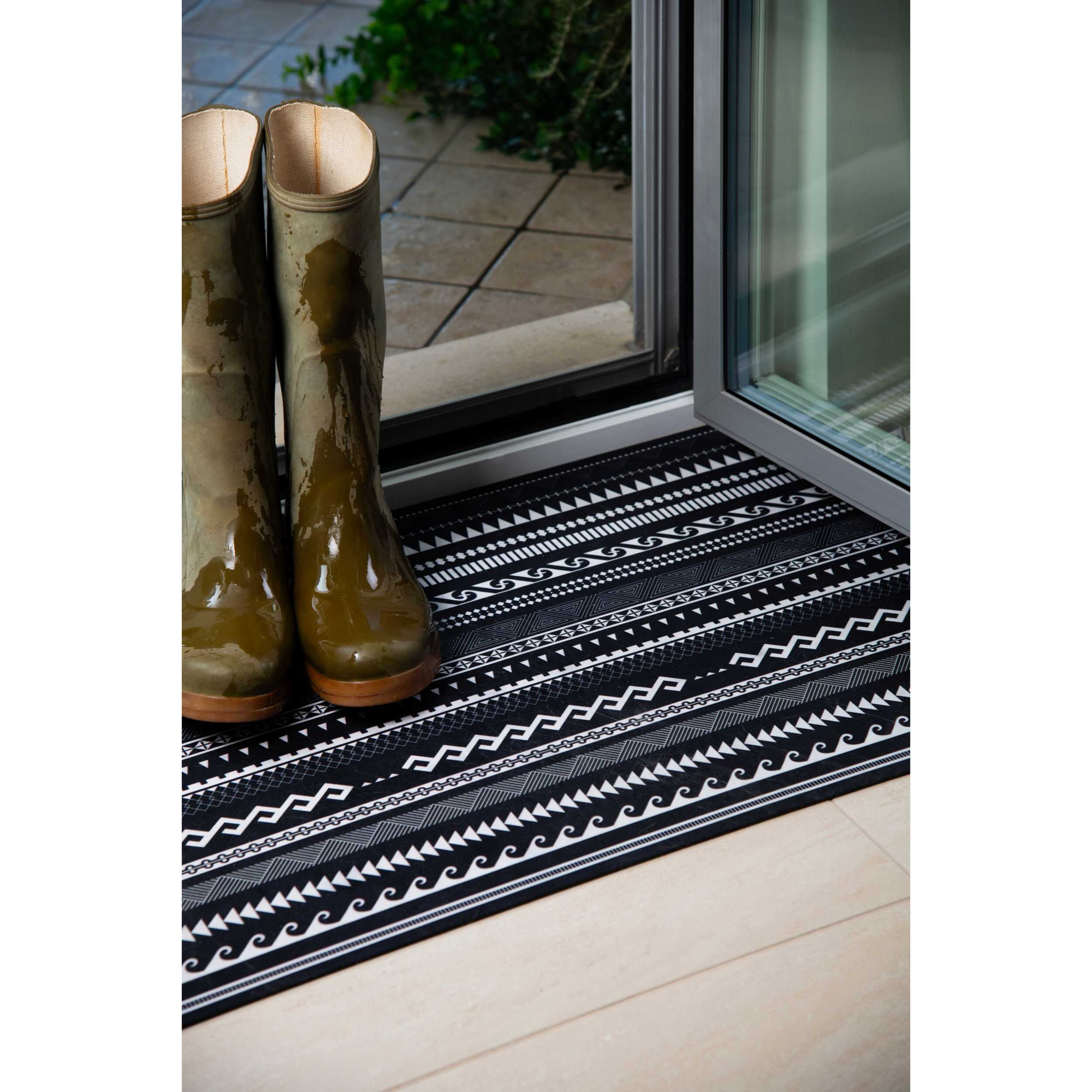 Tappeto da Bagno Soft Excelsa- Etnico, Gomma Nero