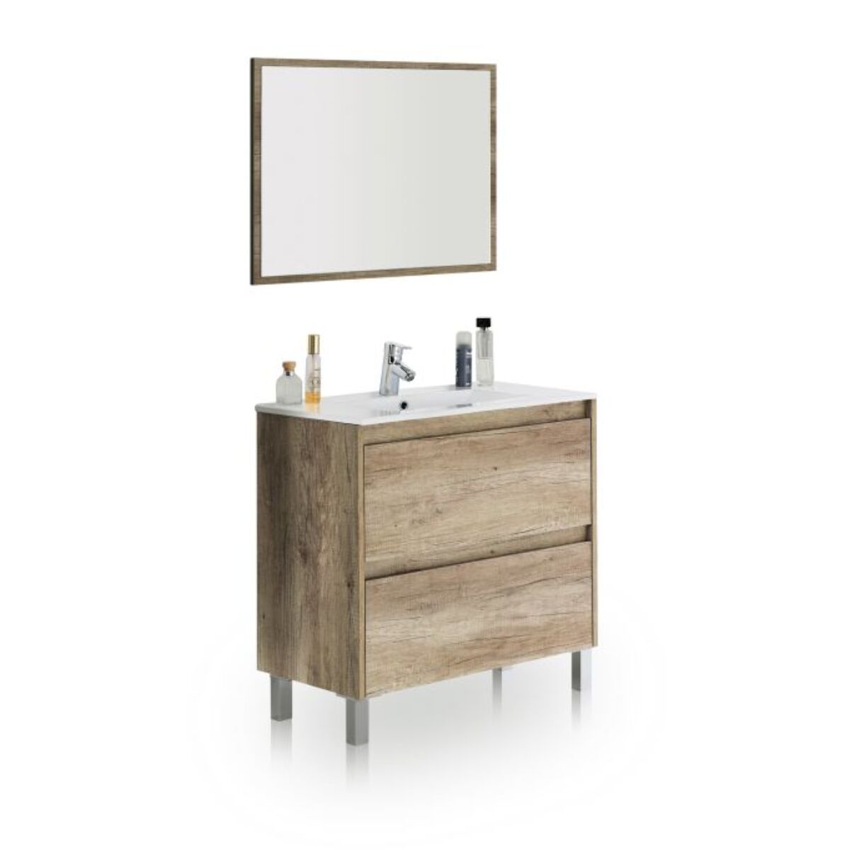 Mueble de baño con espejo Thai 2 cajones Nordik