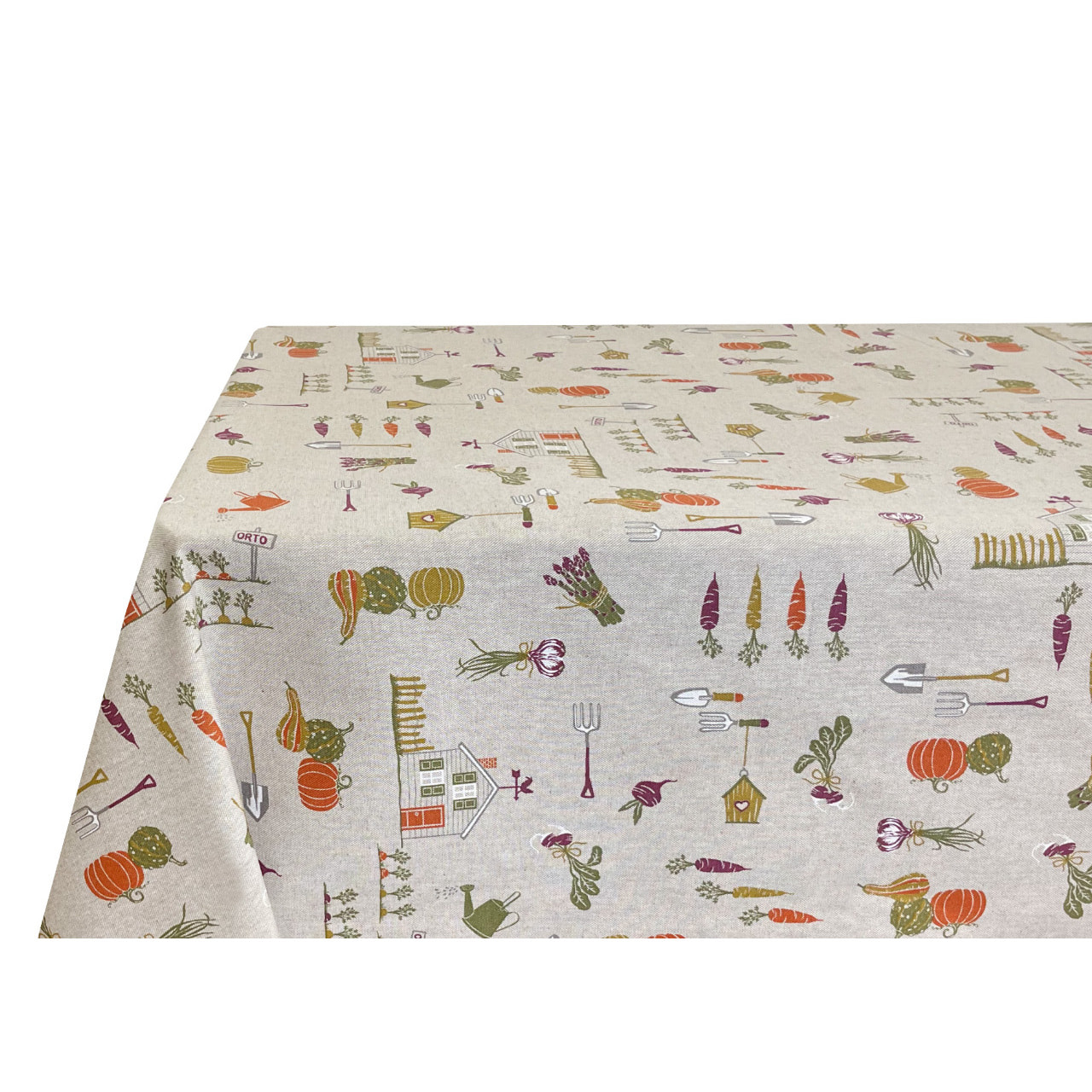 Tovaglia Cucina In Misto Cotone Made In Italy Disegno Orto 140x180