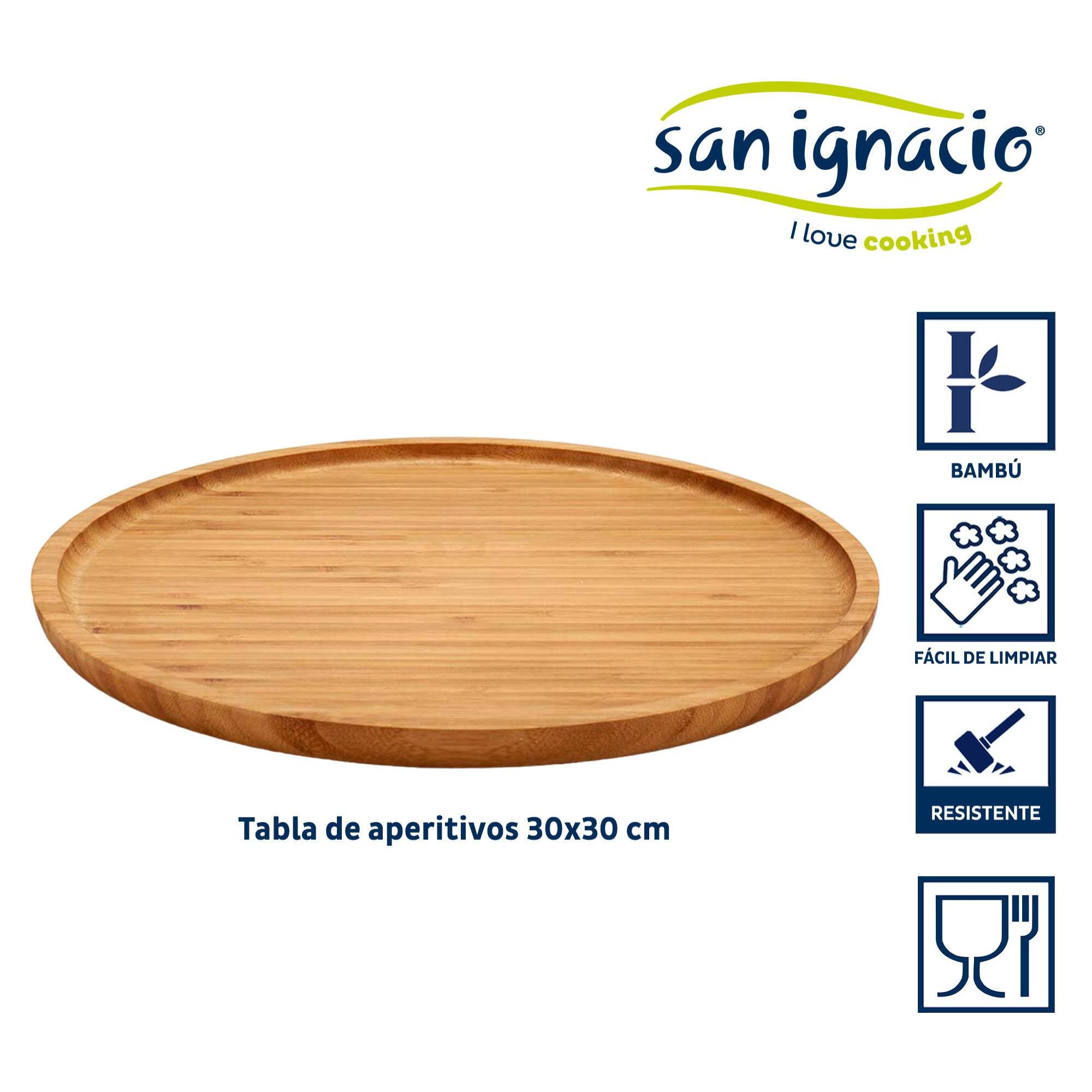 Tabla grande bambu redonda aperitivo 30c colección kinvara