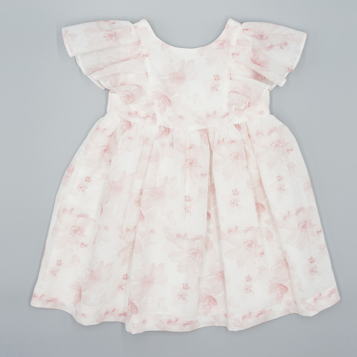 Vestido corto de ceremonia estampado de flores y volantes