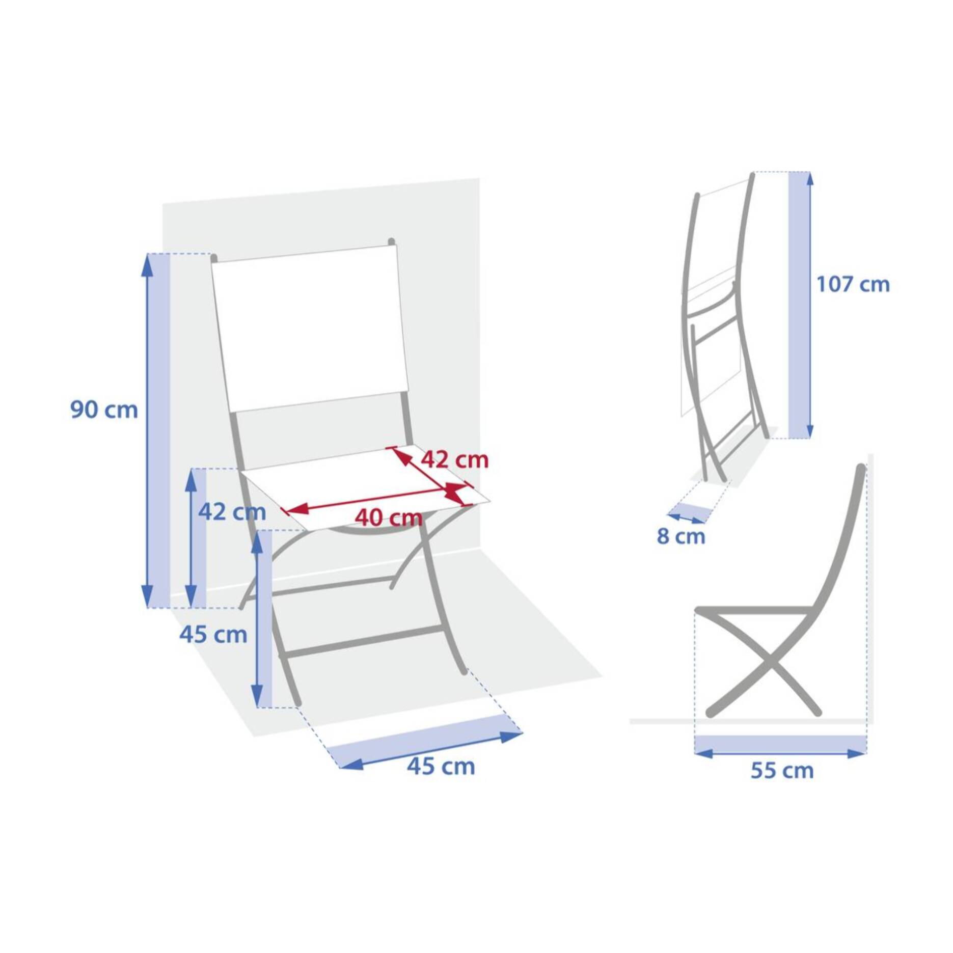 Lot de 4 Chaises de jardin Essentia pliables noisette