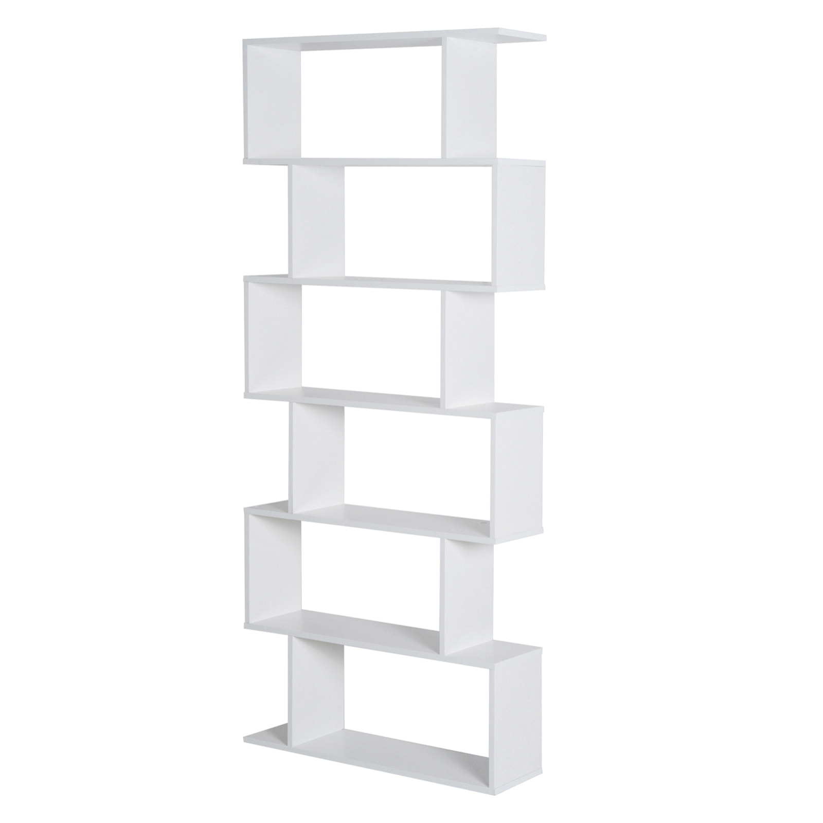 Bibliothèque étagère zig zag design contemporain 80L x 23l x 192H cm 6 niveaux blanc