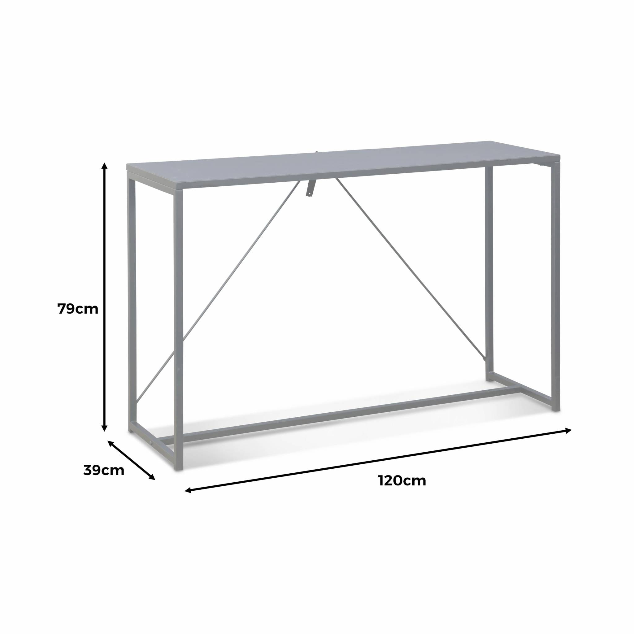 Console en métal noir 120 x 39 x 79cm - Industrielle - 1 barre de renfort