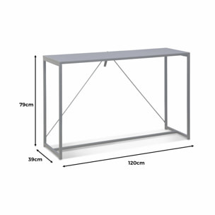 Console en métal noir 120 x 39 x 79cm - Industrielle - 1 barre de renfort