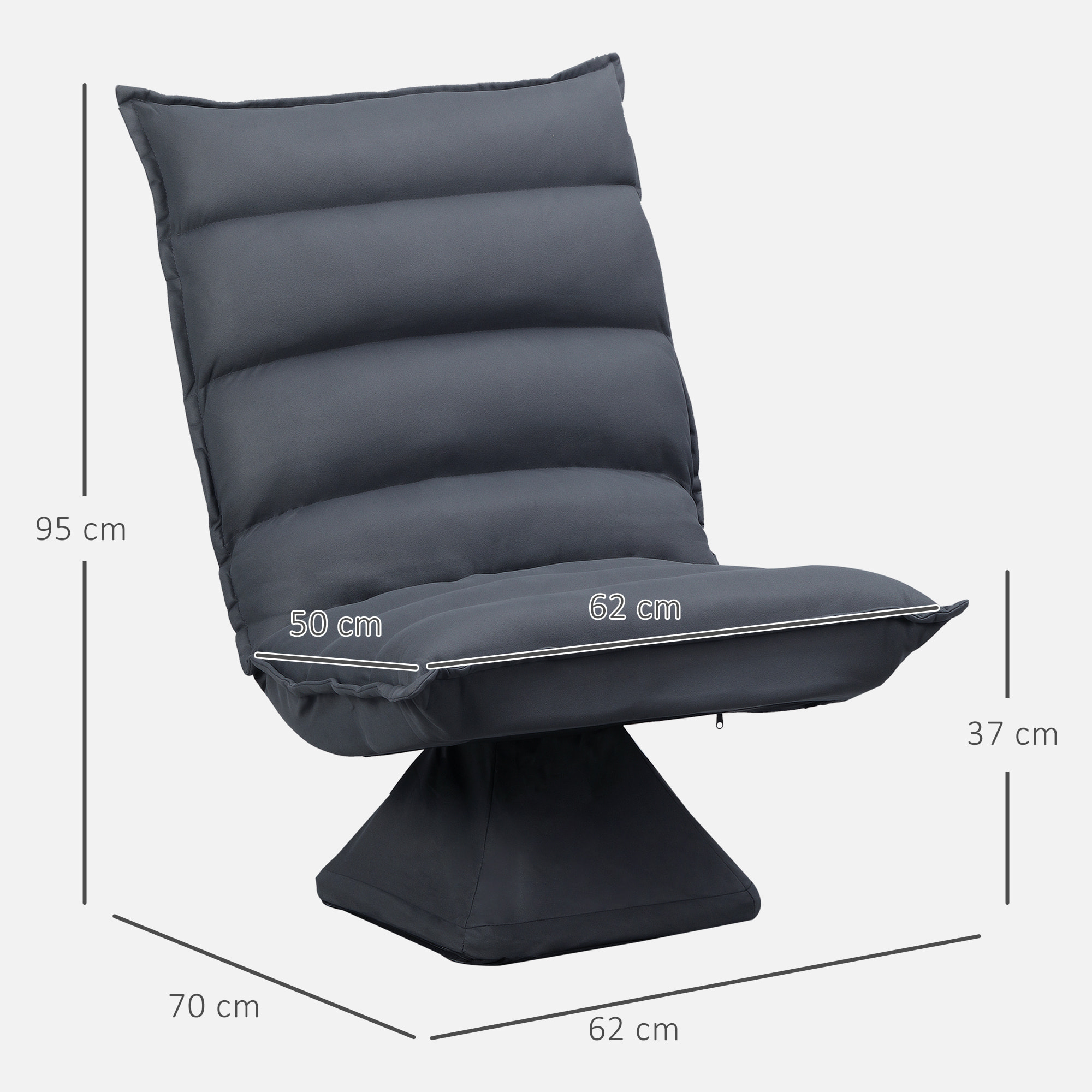 Fauteuil relax pivotant inclinaison réglable 5 niveaux tissu velours microfibre anthracite
