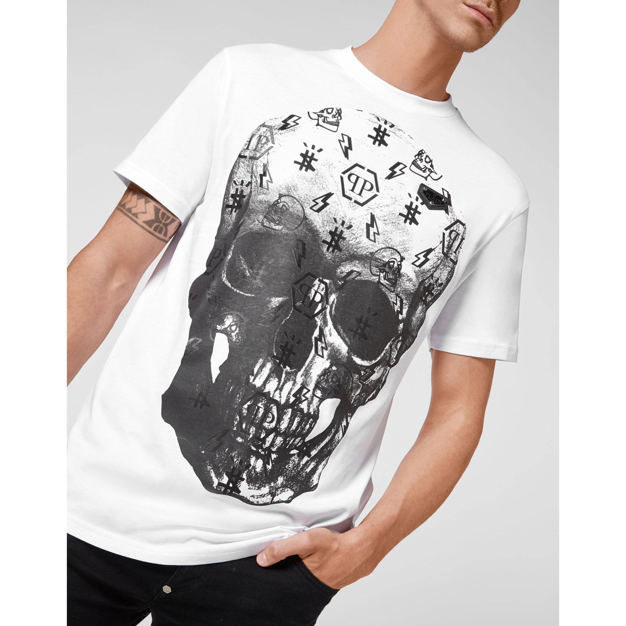 PHILIPP PLEIN T-Shirt Round Neck SKULL