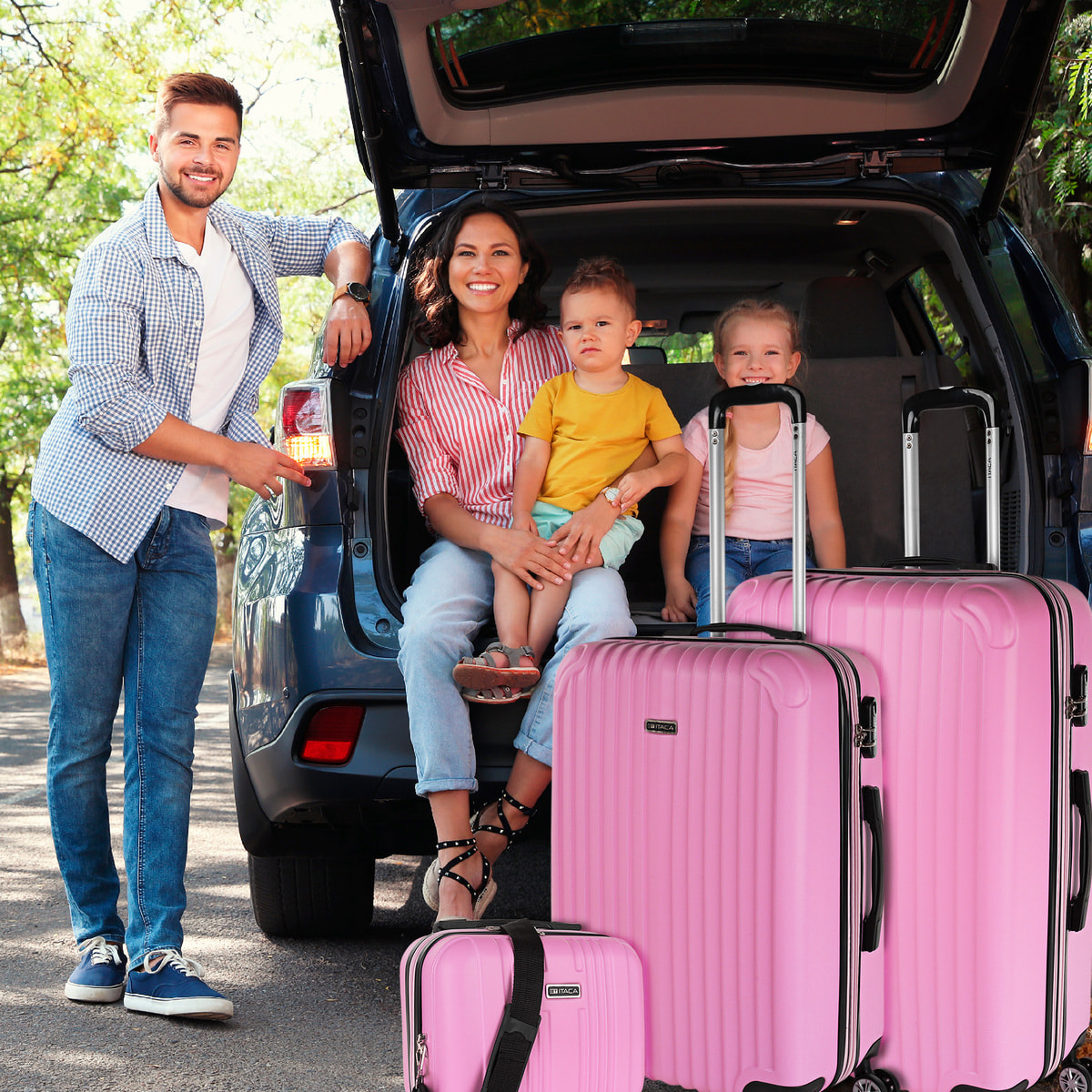 Juego De Maletas Rígidas Abs Itaca Sevron Rosa