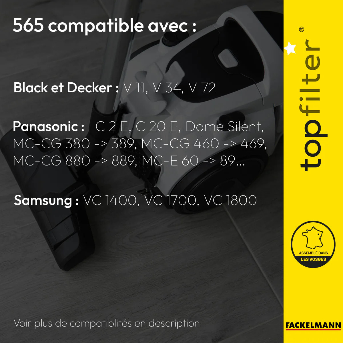 Lot de 4 sacs aspirateur pour Samsung et Panasonic TopFilter Premium