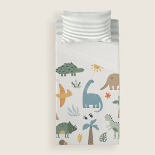 Cool Kids - Juego de Sábanas Estampadas - Infantil - Incluye 1 Funda de Almohada + 1 Sábana Bajera - 100% Algodón - Dinoland