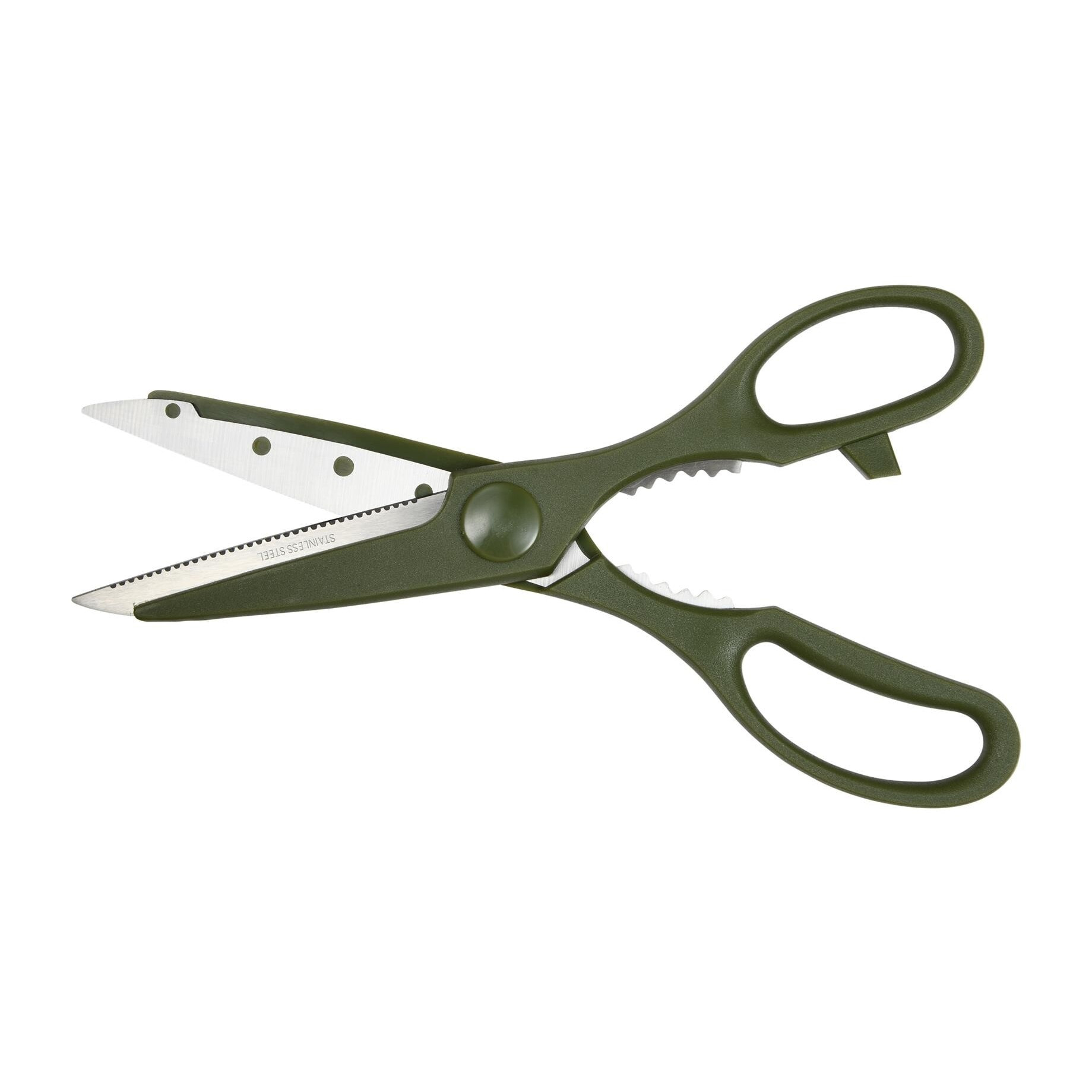 Tijeras de cocina 21,5 cm acero inoxidable con mango ergonómico verde expert san ignacio