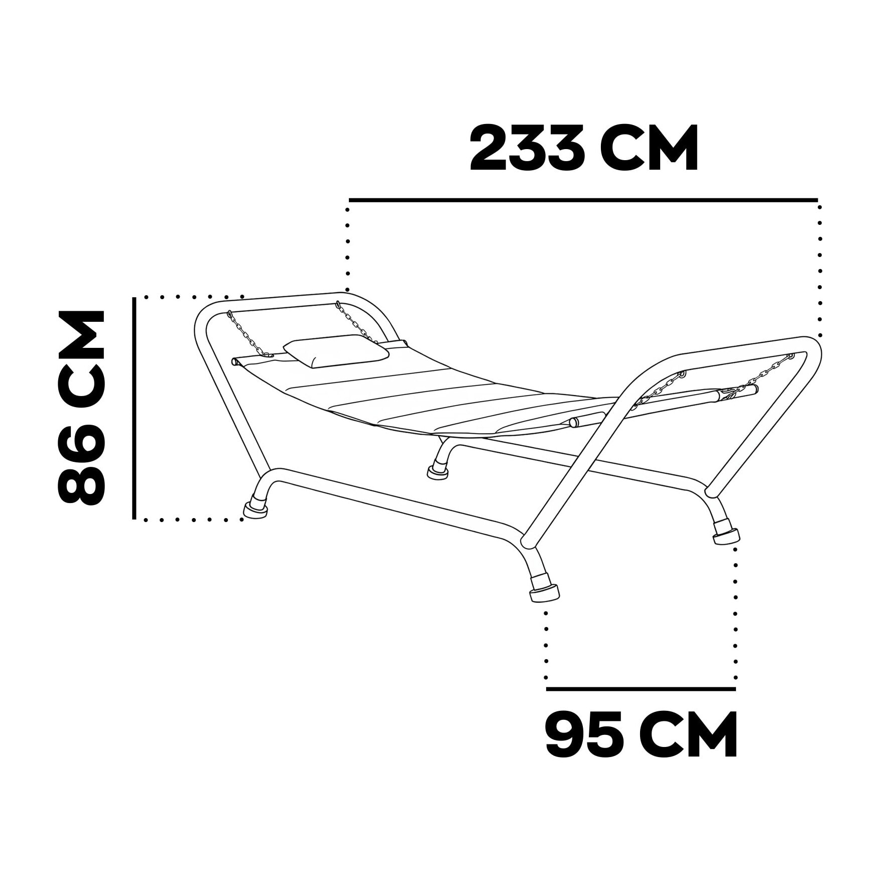 Levia - Amaca Da Giardino 233x86x95 cm Con Supporto in Metallo e Cuscino per Esterno in Tessuto Beige